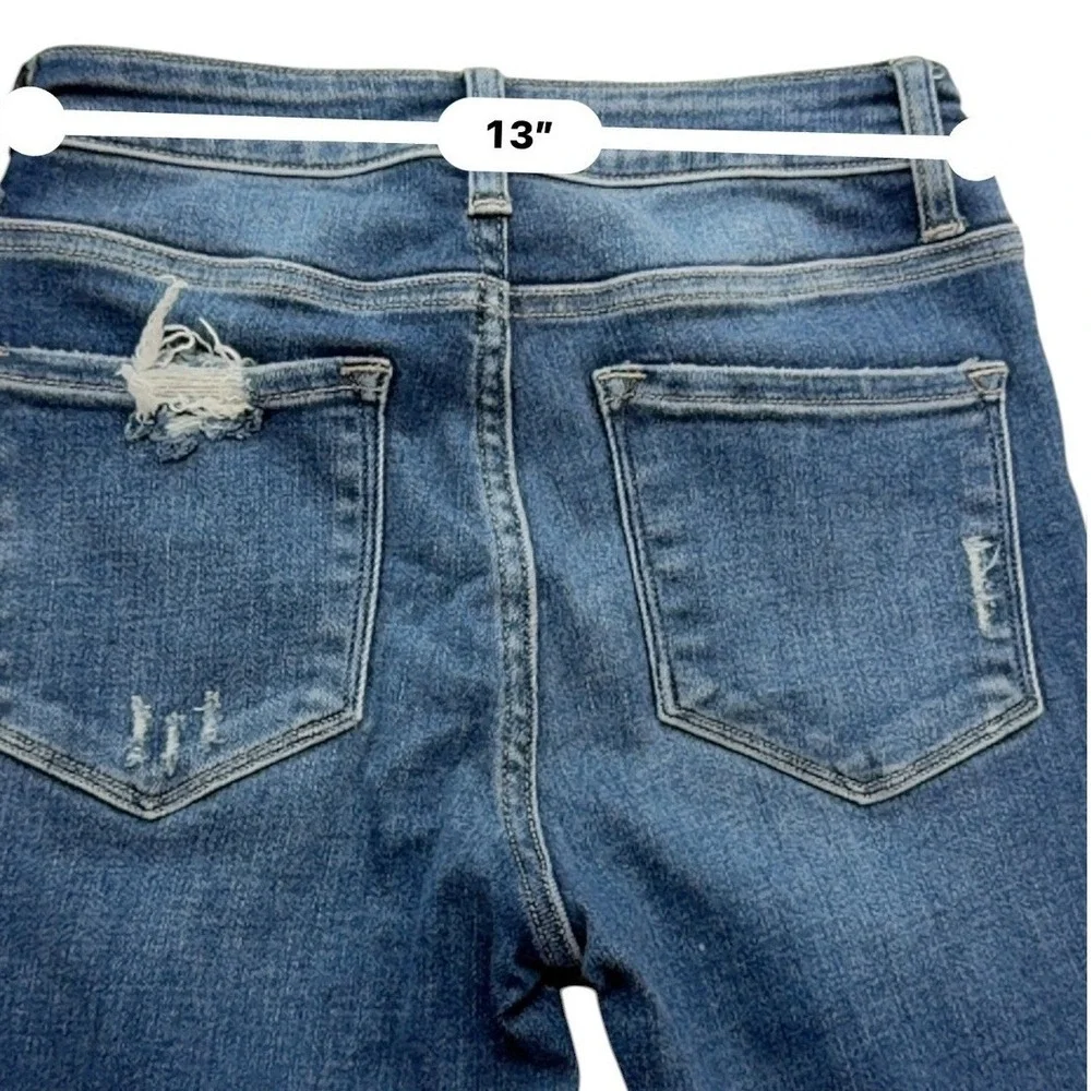 Flying Monkey Womens Skinny Jeans 25 Medium Wash Distressed Denim Frayed Hem